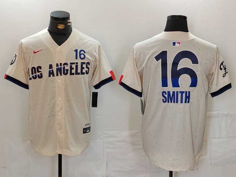 Mens Los Angeles Dodgers #16 Will Smith Cream 2024 City Connect Limited Stitched Jersey